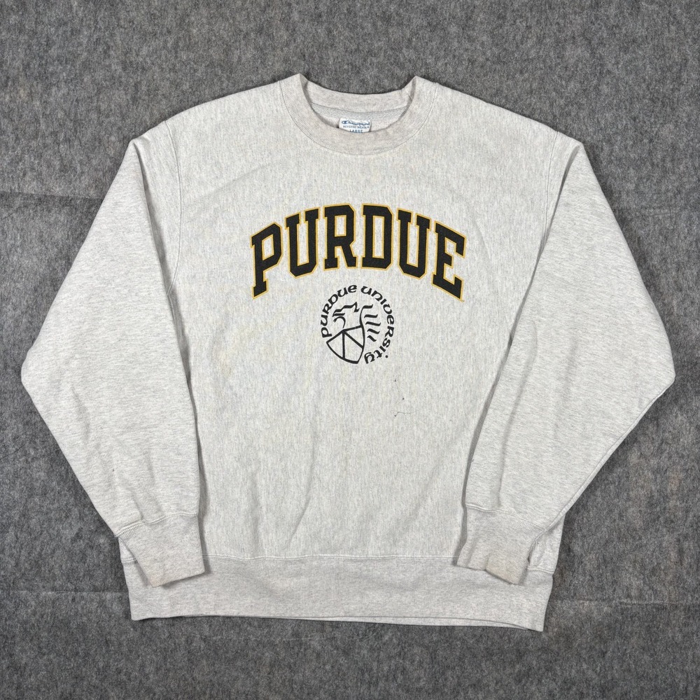 Champion Reverse Weave‎ Crewneck Sweatshirt Large Purdue University Gray 90s Vtg